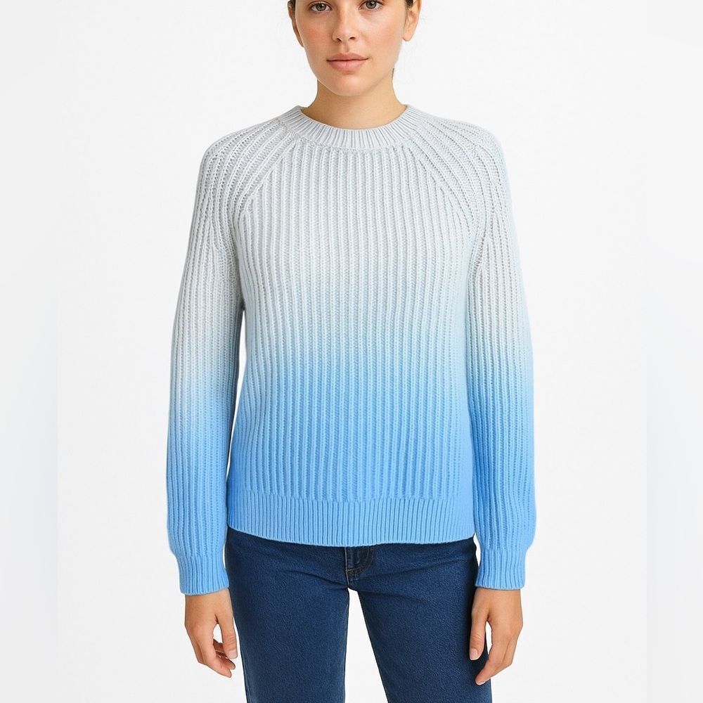 Chinti & Parker Sweater Pullover White Blue Ombre Knit Chunky Wool Cashmere XS